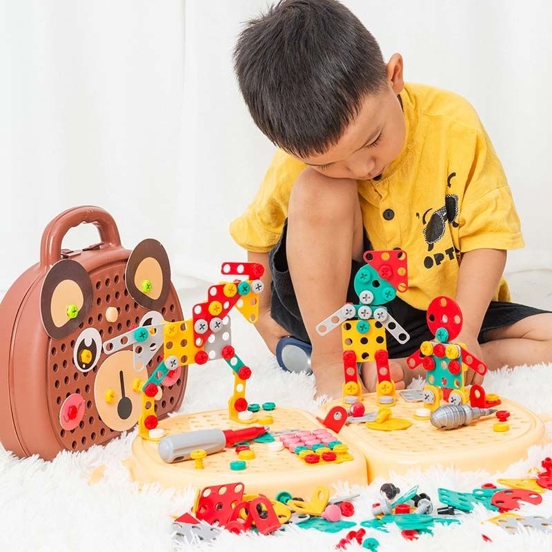 Creative Jeu de Construction Intelligence DIY Bloc de Construction  Assemblage de Puzzle 3d Jouet Educatif 220pcs Briques de Construction Cadeau  d'Anniversaire Noël pour Enfant Garçon Fille Age 3-6 Ans