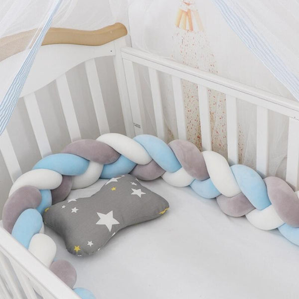 SafeBraid™ en 100% coton naturel, tressé protecteur de berceau pour sécurité de bébé, doux et élégant pour embellir la chambre.